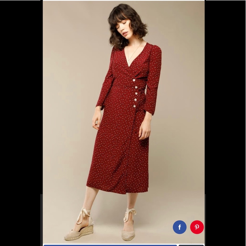 Rouje Gabin Dress Burgundy/Red With Dots Print